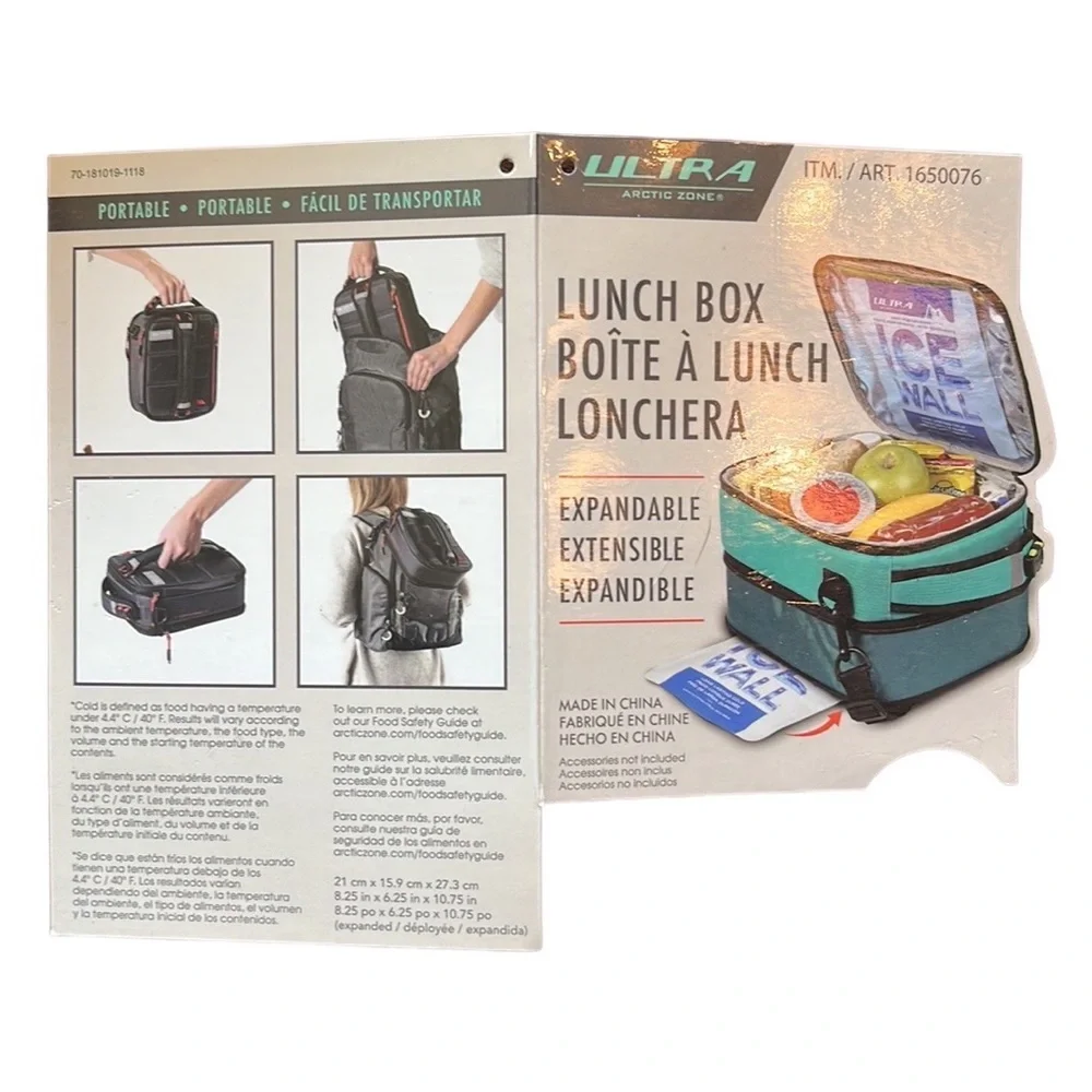 Arctic Zone Expandable Lunch Box with 4 containers & 2 Ice packs - Grey/Orange